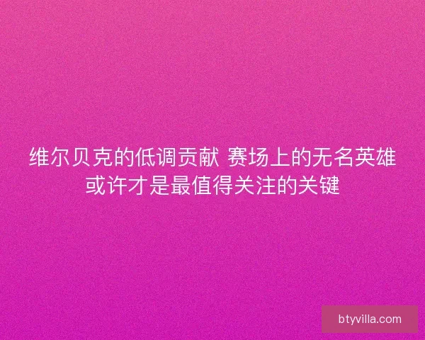 维尔贝克的低调贡献 赛场上的无名英雄或许才是最值得关注的关键