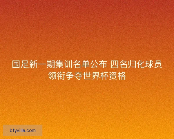 国足新一期集训名单公布 四名归化球员领衔争夺世界杯资格