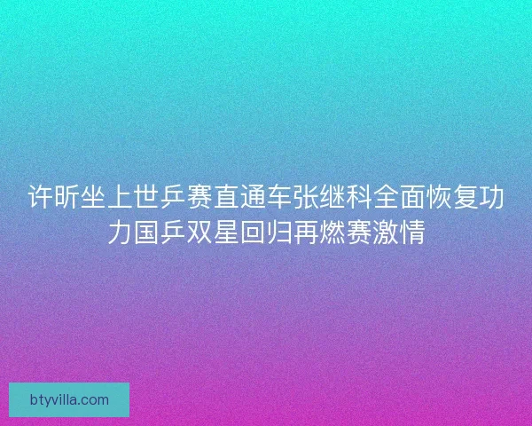 许昕坐上世乒赛直通车张继科全面恢复功力国乒双星回归再燃赛激情