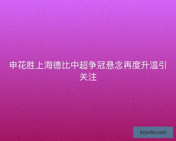 申花胜上海德比中超争冠悬念再度升温引关注 申花胜上海德比中超争冠悬念再度升温引关注